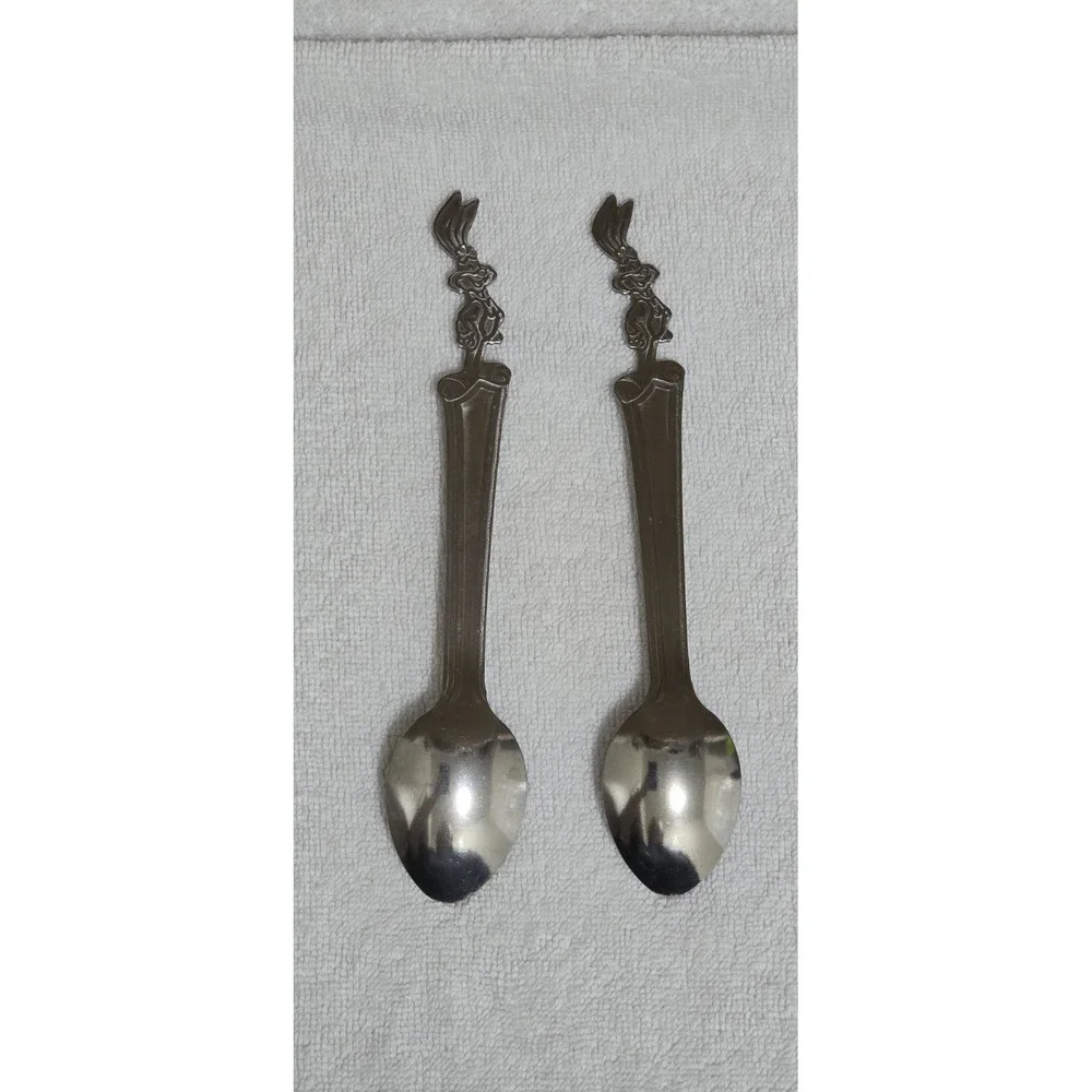 Vintage Nestle Quik Bunny Quiky Spoons Lot of 2 Imperial Korea Stainless 7.5